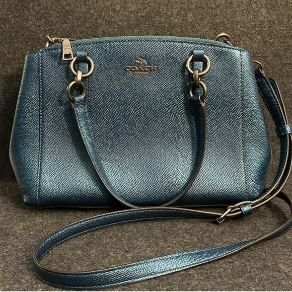 Coach Christie in metallic teal with coordinating wallet - Picture 2 of 9